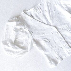 Pointelle Puff Sleeve Blouse